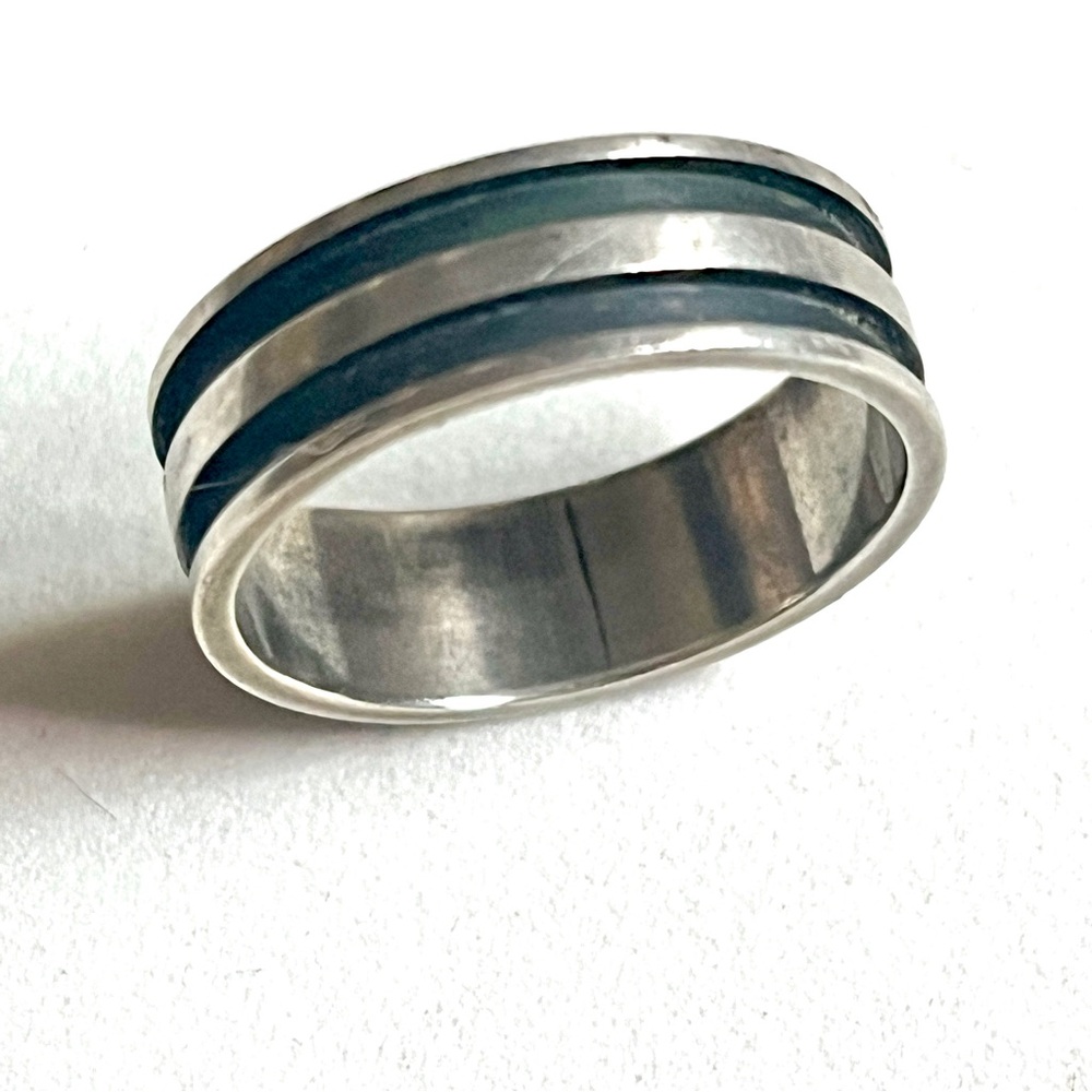 Stylish Silver and Black Ring by Elizabeth Garvin Designs New